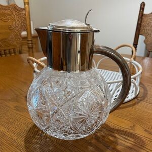 Kalte Ente Crystal Glass Pitcher with Silver Plated Lid
